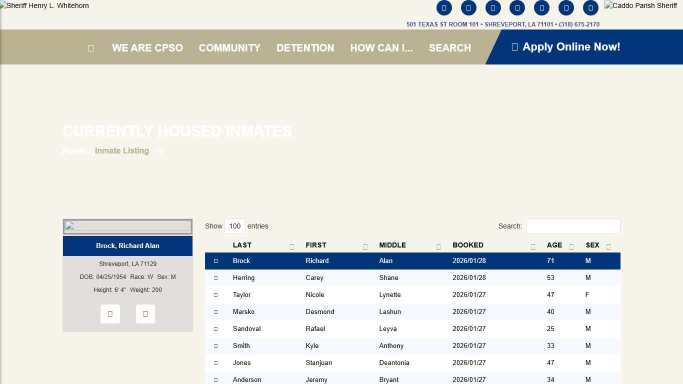 Caddo Correctional Center Inmates